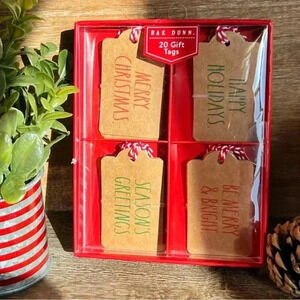 NEW Rae Dunn 20 Holiday Gift Tags w/ Red & White String - 5 Each of 4 Designs